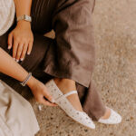 The Iris Rhinestone Embellished Faux Leather Flats in Cream