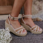 The Grace Faux Nubuck Espadrille Wedge in Camel