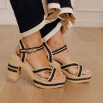 The Adelaide Raffia Woven Platform Heel in Natural