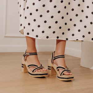 The Adelaide Raffia Woven Platform Heel in Natural