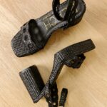 Moorea Raffia Woven Heel in Black