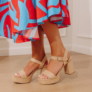 The Julia Raffia Woven Block Heel