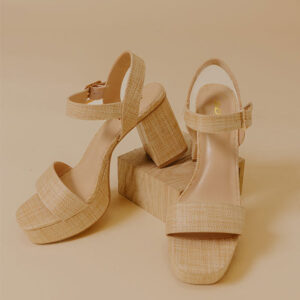 The Macey Raffia Woven Block Heel