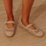 Mixed Feelings Faux Leather Woven Flats in Iced Latte