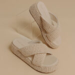 The Fresno Raffia Woven Platform Sandal in Ivory