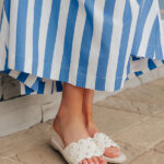 The Cathleen Raffia Woven Embellished Sandal in Ivory
